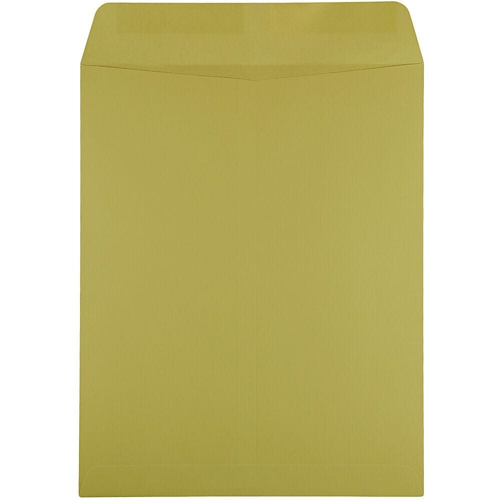JAM Paper Booklet Envelope 10" x 13", Chartreuse Green, 100/Pack (212813512d)