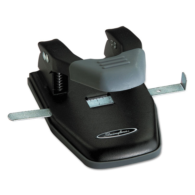 28-Sheet Comfort Handle Steel Two-Hole Punch, 1/4" Holes, Black/gray