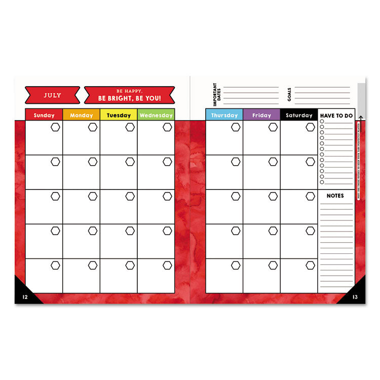 Teacher Planner, Weekly/monthly, Two-Page Spread (seven Classes), 10.88 X 8.38, Balloon Theme, Black Cover