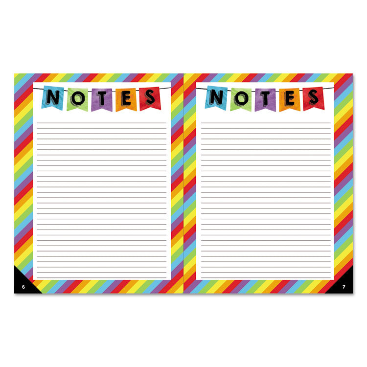Teacher Planner, Weekly/monthly, Two-Page Spread (seven Classes), 10.88 X 8.38, Balloon Theme, Black Cover
