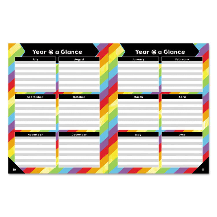 Teacher Planner, Weekly/monthly, Two-Page Spread (seven Classes), 10.88 X 8.38, Balloon Theme, Black Cover