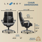 La-Z-Boy Alton Ergonomic Bonded Leather Swivel Executive Chair, Black (51544)