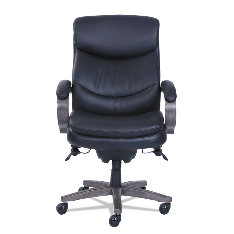 Woodbury High-Back Executive Chair, Supports Up To 300 Lb, 20.25" To 23.25" Seat Height, Black Seat/back, Weathered Gray Base