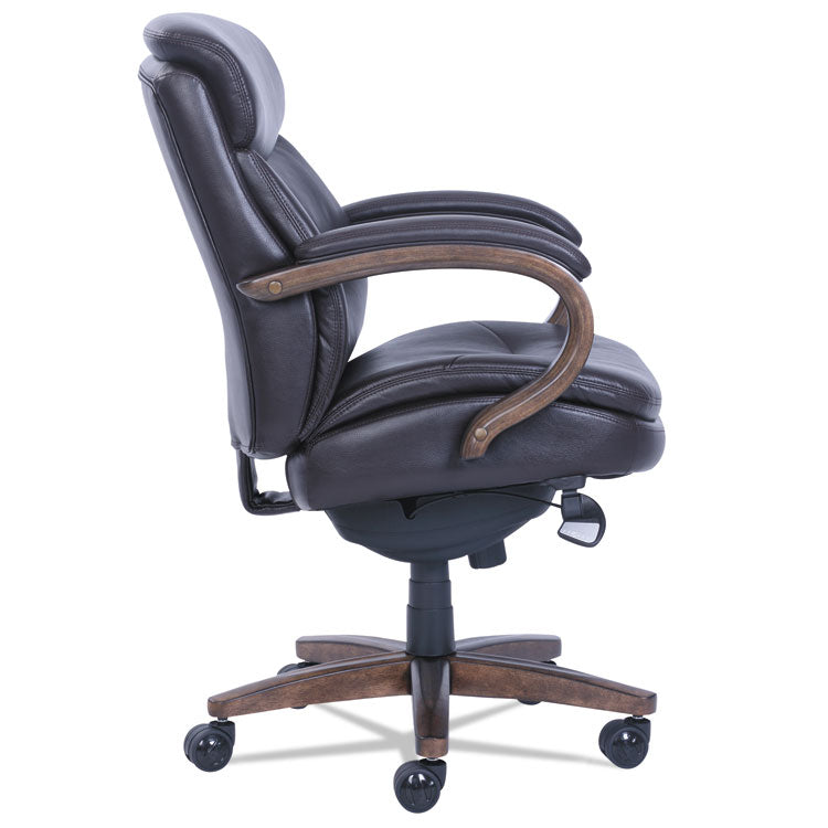 Woodbury Mid-Back Executive Chair, Supports Up To 300 Lb, 18.75" To 21.75" Seat Height, Brown Seat/back, Weathered Sand Base