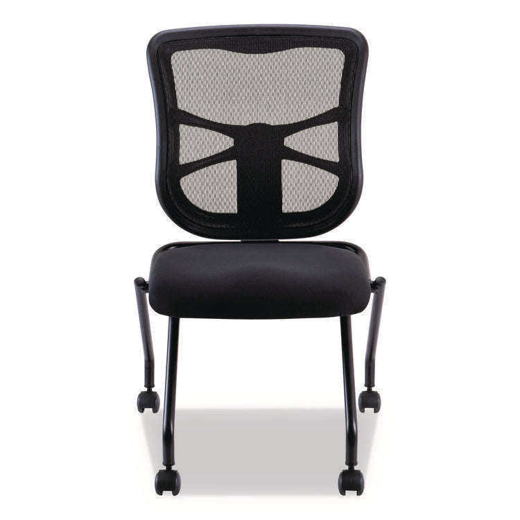 Alera Elusion Mesh Nesting Chairs, Supports Up to 275 lb, 18.1" Seat Height, Black Seat, Black Back, Black Base, 2/Carton