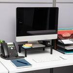 Mind Reader Ventilated Metal Adjustable Monitor Stand, Up to 44 lbs., Black, 2/Pack (4LEGM2PK-BLK)