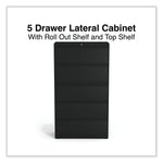 Alera® Lateral File, 5 Legal/Letter/A4/A5-Size File Drawers, Black, 36" x 18.63" x 67.63"