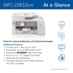 Brother INKvestment Tank MFC-J5855DW Wireless Color Inkjet Printer, All-In-One Supertank, Print, Scan, Copy, Fax