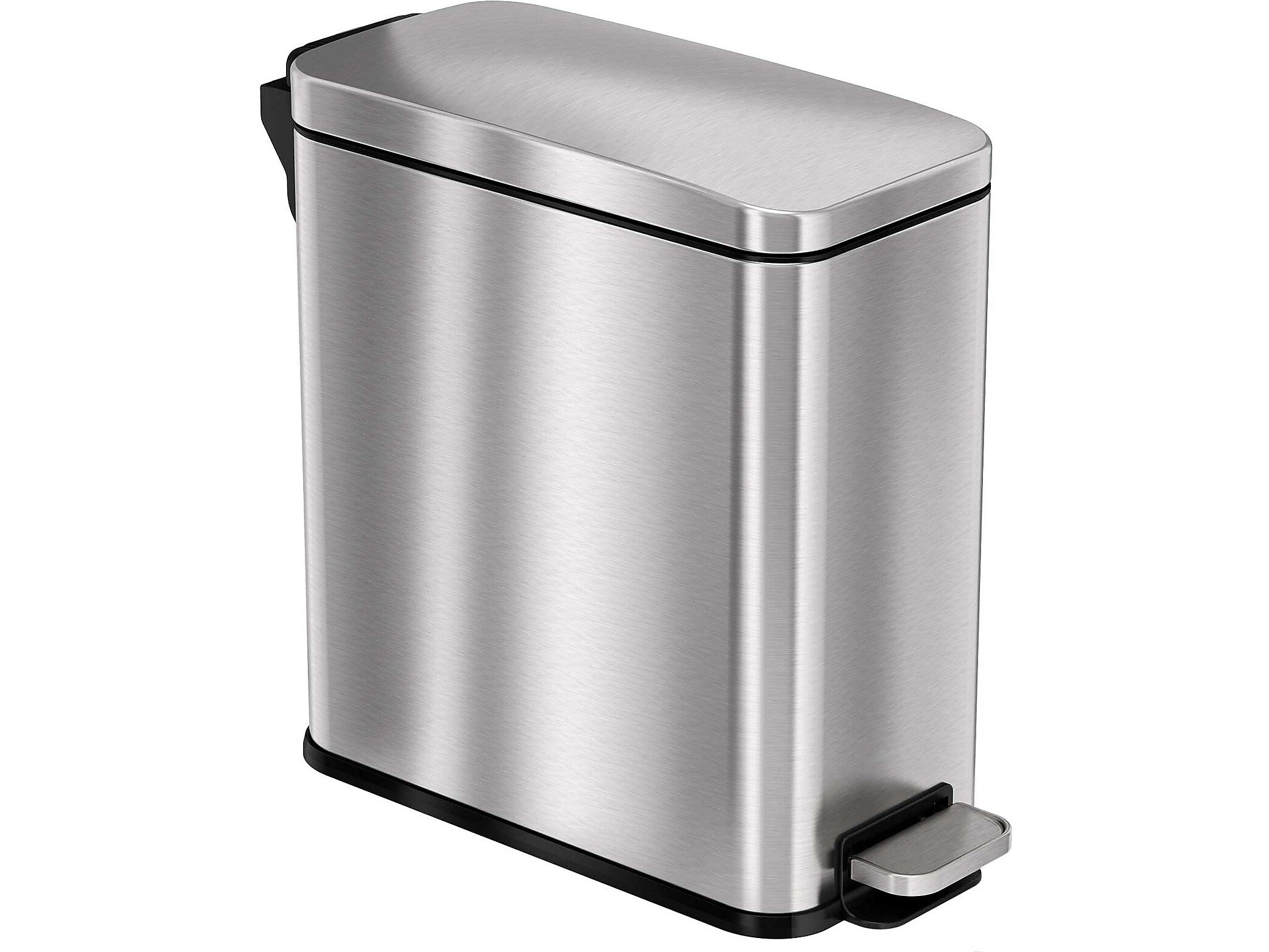 HLS Commercial Stainless Steel Step Trash Can with Hinged Lid, 3-Gallon, Silver (HLSS03RFR)