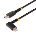 StarTech.com 6.6ft USB-C to Lightning Cable, Charge/Sync, Right-Angled Lightning, Black (RUSB2CLTMM2MR)
