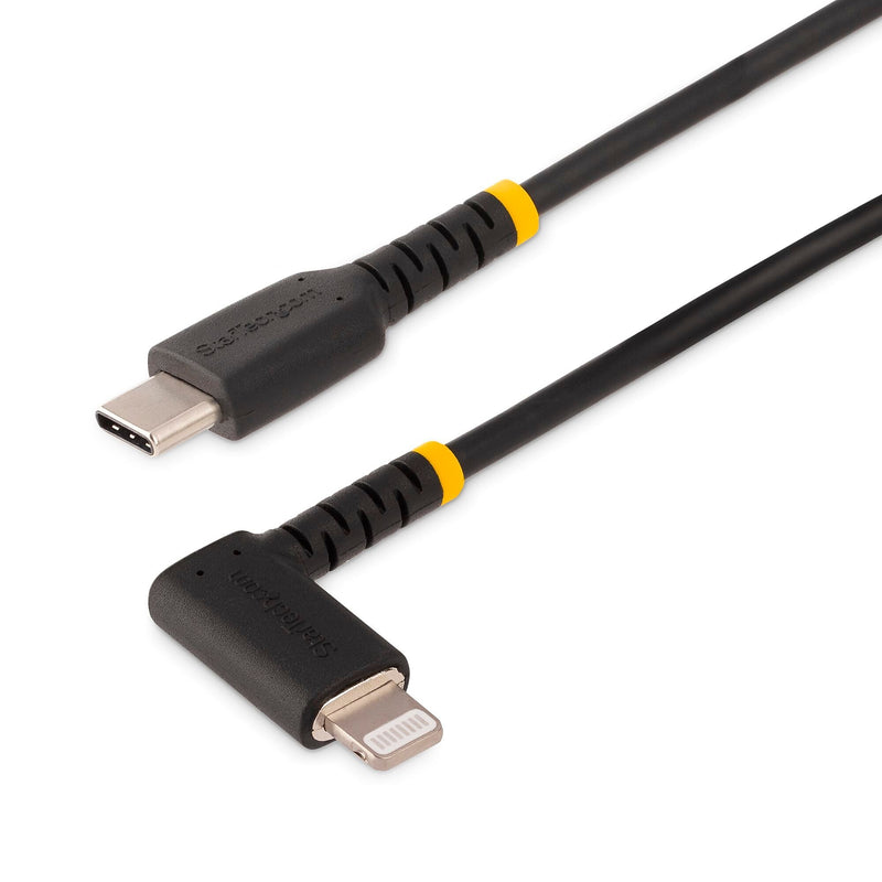 StarTech.com 6.6ft USB-C to Lightning Cable, Charge/Sync, Right-Angled Lightning, Black (RUSB2CLTMM2MR)