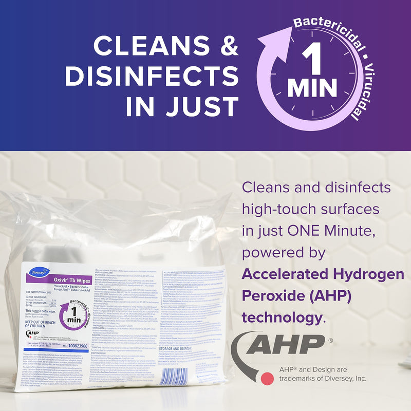 Diversey Oxivir Tb Disinfecting Wipes Refill, Fresh Citrus Scent, 160 Wipes/Container, 4/Carton (100823906)
