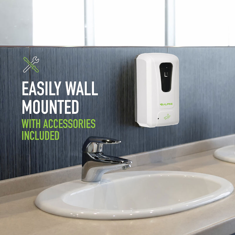 Alpine Industries Universal Wall Mounted Automatic Hand Sanitizer Dispenser, White (430-L)