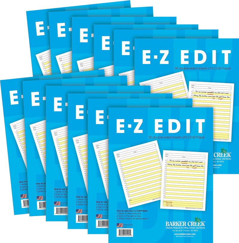 Barker Creek E-Z Edit Handwriting Practice Paper, 8.5" x 11", 60 lbs., Multicolored, 600 Sheets/Pack (BC550212)