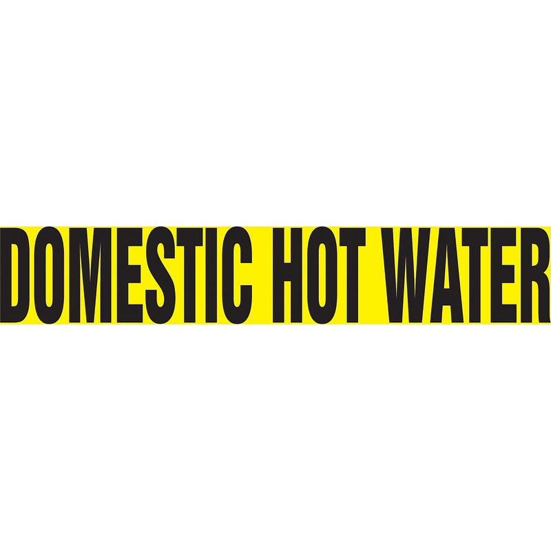 ACCUFORM SIGNS® Snap Tite™ Pipe Marker, DOMESTIC HOT WATER, 1-1/2" to 2", Black/Yellow, Each