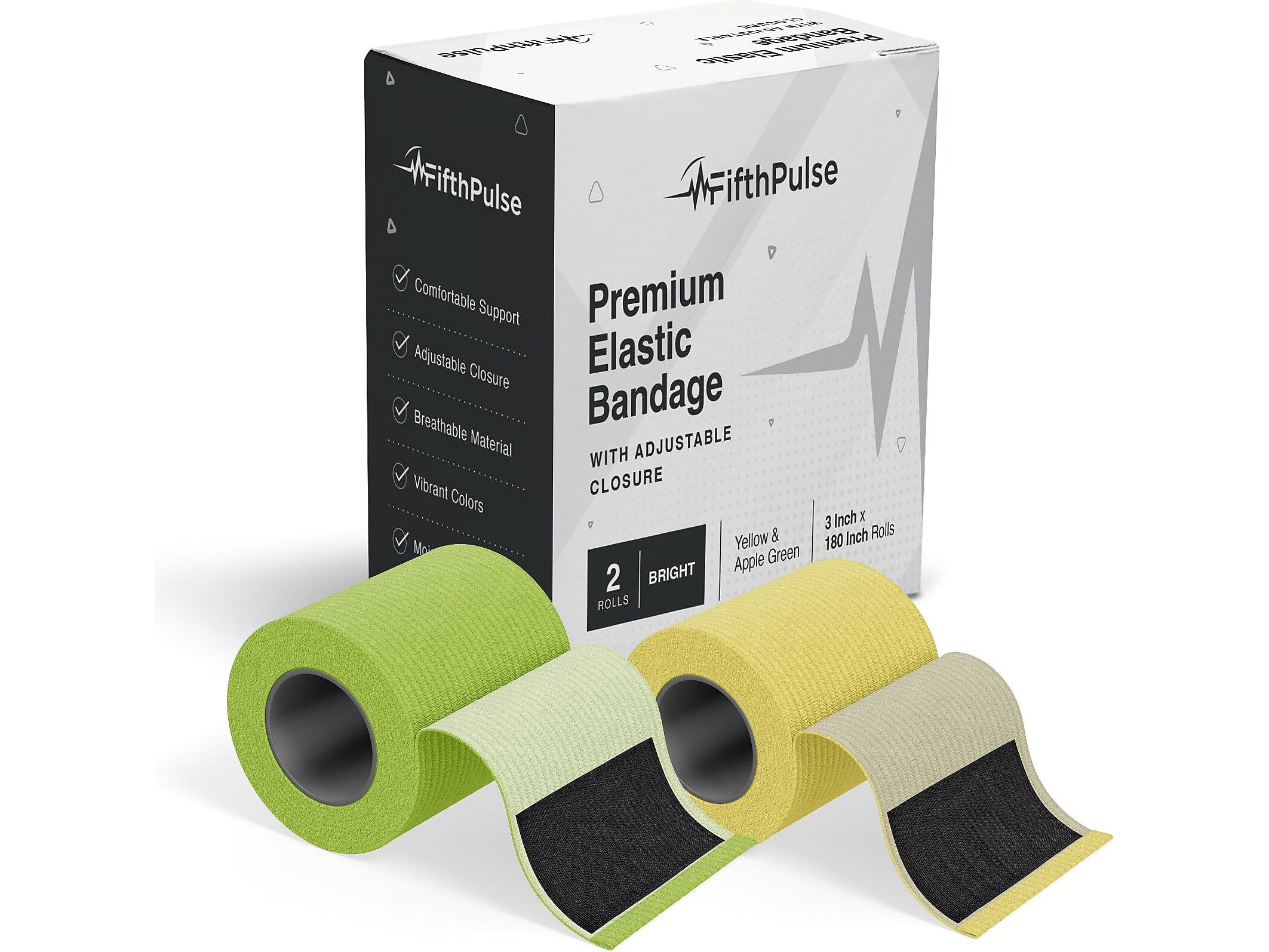 FifthPulse 3" x 180" Polyester Elastic Bandages, 2/Pack (FP-EBAND-BR-2PK)