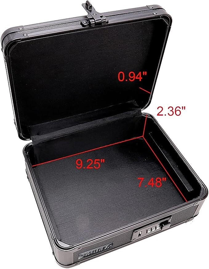 Vaultz Cash Box Stoarge Container w/ Combination Lock, Plastic, Black (VZ00308-CAM)