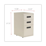 Alera 3-Drawer Mobile Vertical File Cabinet, Letter/Legal Size, Lockable, 28.25"H x 15.88"W x 19.25"D, Putty (ALEPABBFPY)
