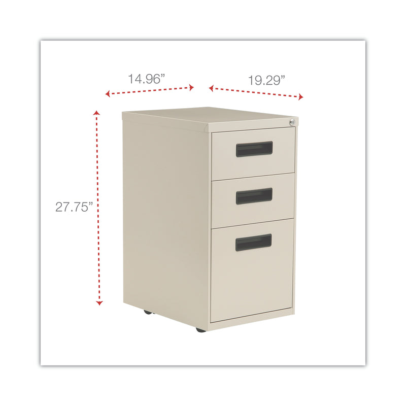 Alera 3-Drawer Mobile Vertical File Cabinet, Letter/Legal Size, Lockable, 28.25"H x 15.88"W x 19.25"D, Putty (ALEPABBFPY)