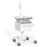 Mount-It! MedHub Mobile Medical Cart Workstation with Drawers, Monitor Mount, and Locking Caster Wheels, White/Grey (MI-16025)