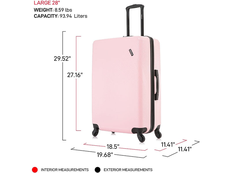 DUKAP Discovery 28" Hardside Suitcase, 4-Wheeled Spinner, TSA Checkpoint Friendly, Pink (DKDIS00L-PNK)