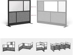 Luxor Expanse Series 4-Panel Freestanding Modular Room Divider System Starter Wall, 48"H x 53"W, Black/Gray, PET/Acrylic