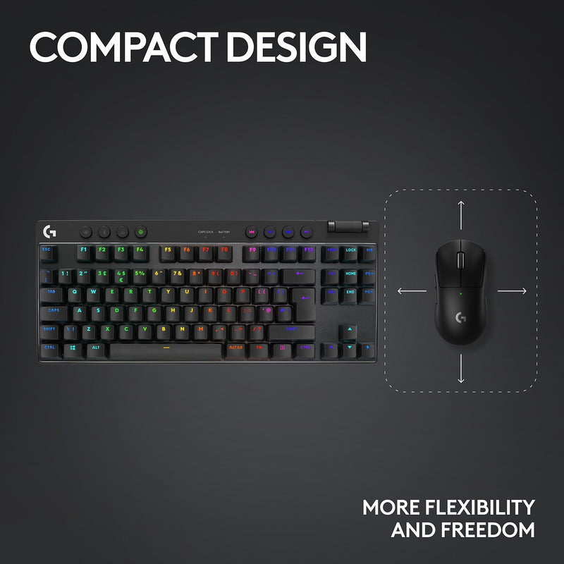 Logitech PRO X TKL LIGHTSPEED Wireless Ergonomic Gaming Keyboard, Black (920-012127)