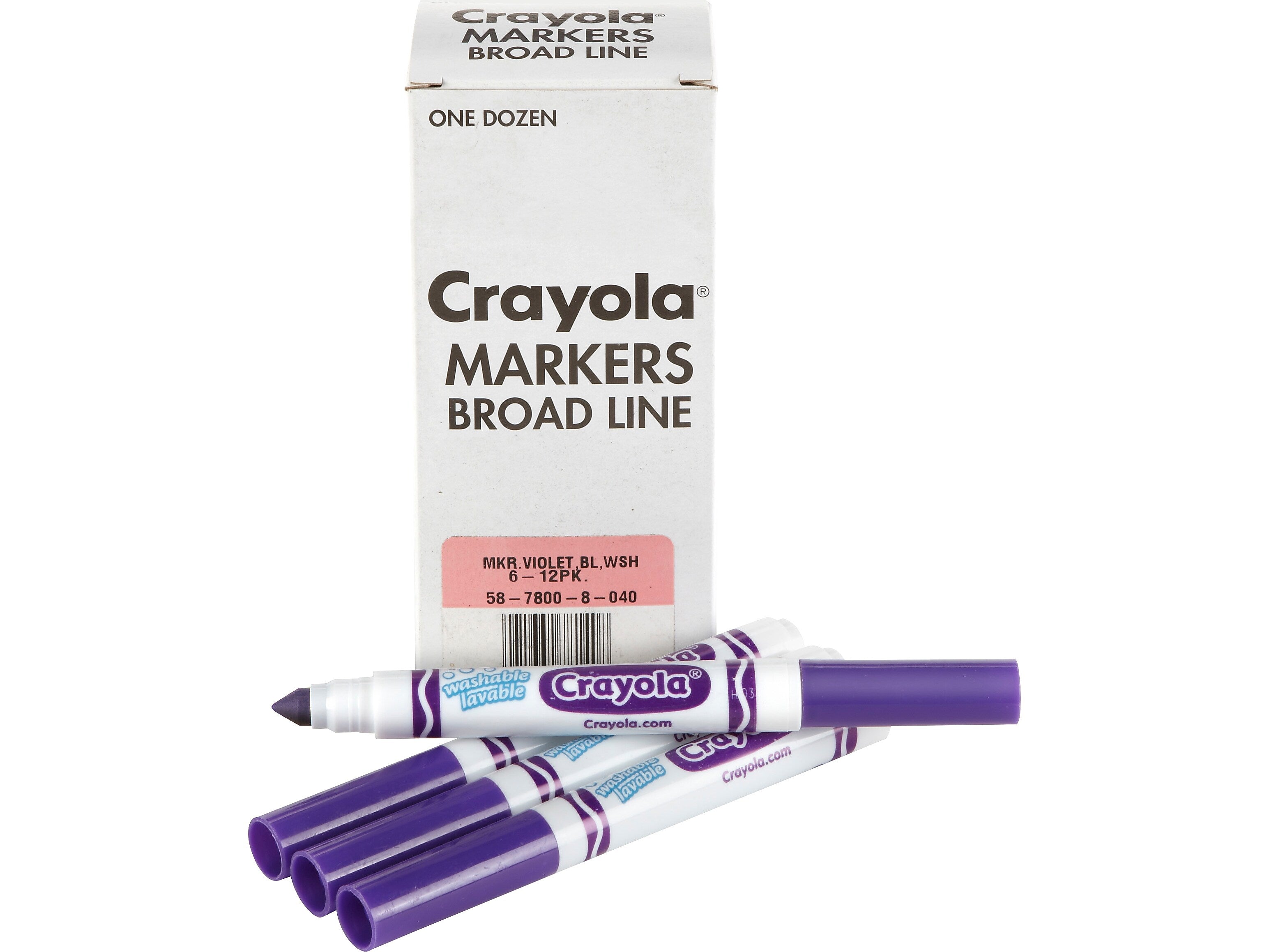 Crayola Kids' Marker, Conical Tip, Purple, 12/Pack, 6 Packs/Carton (58-7800-040CT)