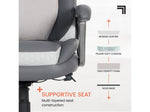 Sharper Image S-600 Active Lumbar Heated Ergonomic Bonded Leather Swivel Executive Massage Chair, Gray (60098-GRY)