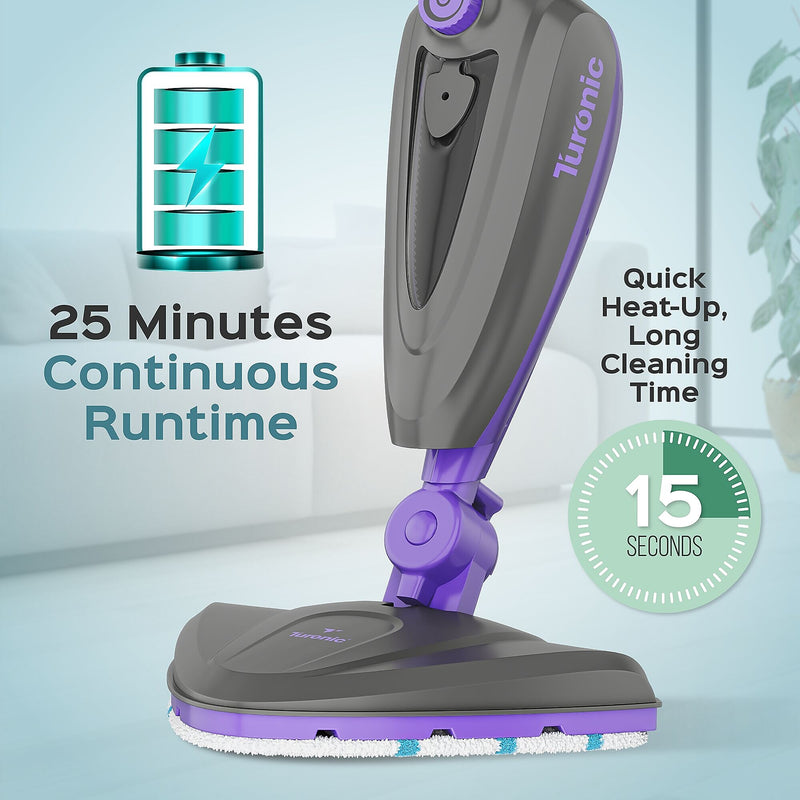 Treblab Turonic 10-in-1 1500W Steam Mop with Detachable Handle, Purple/White (ST3)