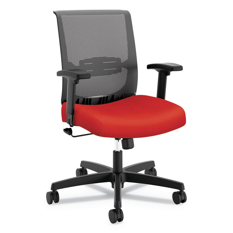 Convergence Mid-Back Task Chair, Swivel-Tilt, Supports Up To 275 Lb, 16.5" To 21" Seat Height, Red Seat, Black Back/base