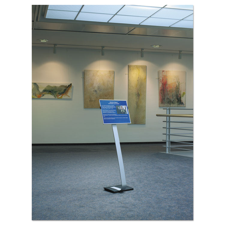 Info Sign Duo Floor Stand, Tabloid-Size Inserts, 15 X 50, Clear