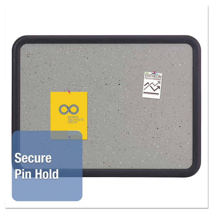 Contour Granite Board, 48" x 36", Granite Gray Surface, Black Plastic Frame