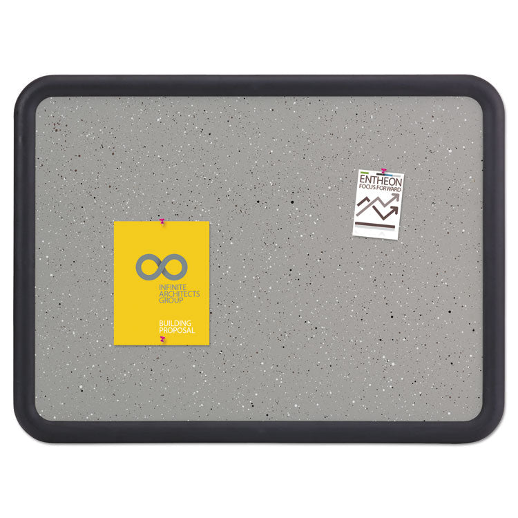 Contour Granite Board, 48" x 36", Granite Gray Surface, Black Plastic Frame