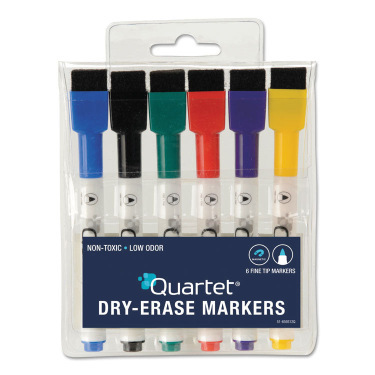 Low-Odor Rewritables Dry Erase Mini-Marker Set, Fine Bullet Tip, Assorted Classic Colors, 6/set