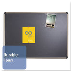 Prestige Euro Style Black Embossed Foam Bulletin Board, 72" x 48", Black Surface, Euro Titanium Finished Aluminum Frame