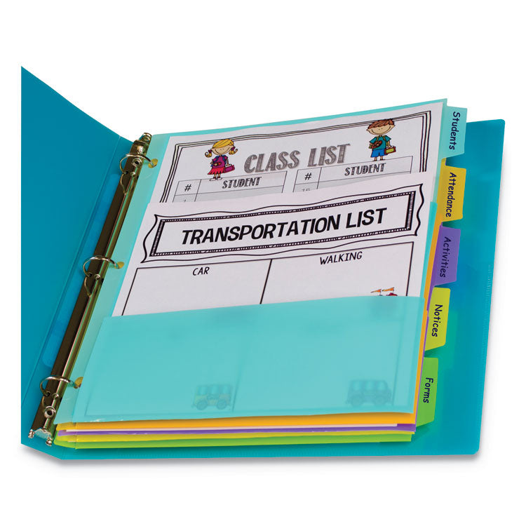 Index Dividers With Multi-Pockets, 5-Tab, 11.5 X 10, Assorted, 1 Set