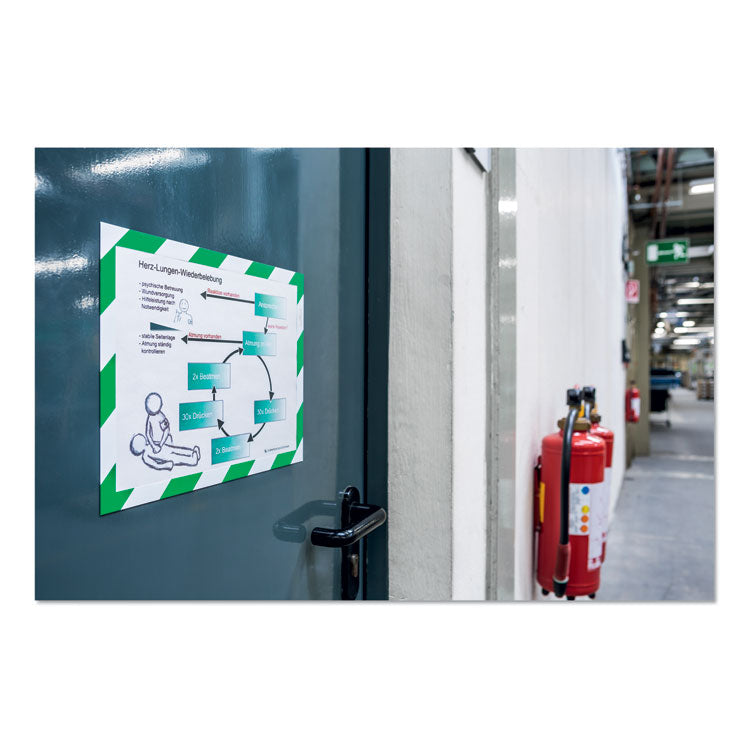 DURAFRAME Security Magnetic Sign Holder, 8.5 x 11, Green/White Frame, 2/Pack