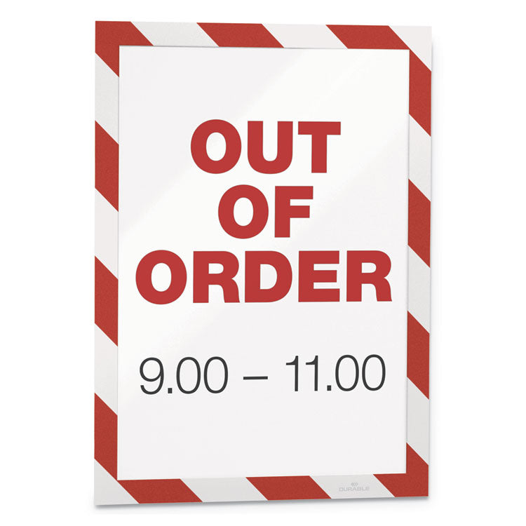 DURAFRAME Security Magnetic Sign Holder, 8.5 x 11, Red/White Frame, 2/Pack