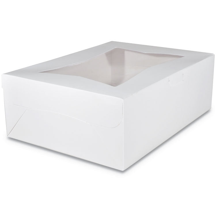 White Window Bakery Boxes with Tuck-in Lid, 19 x 14 x 6.5, White, Paper, 50/Carton