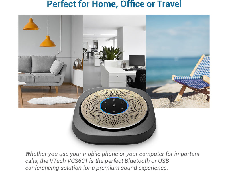 VTech VCS601-2 Cordless Conference Speakerphone, Black/Gold (80-2537-03)