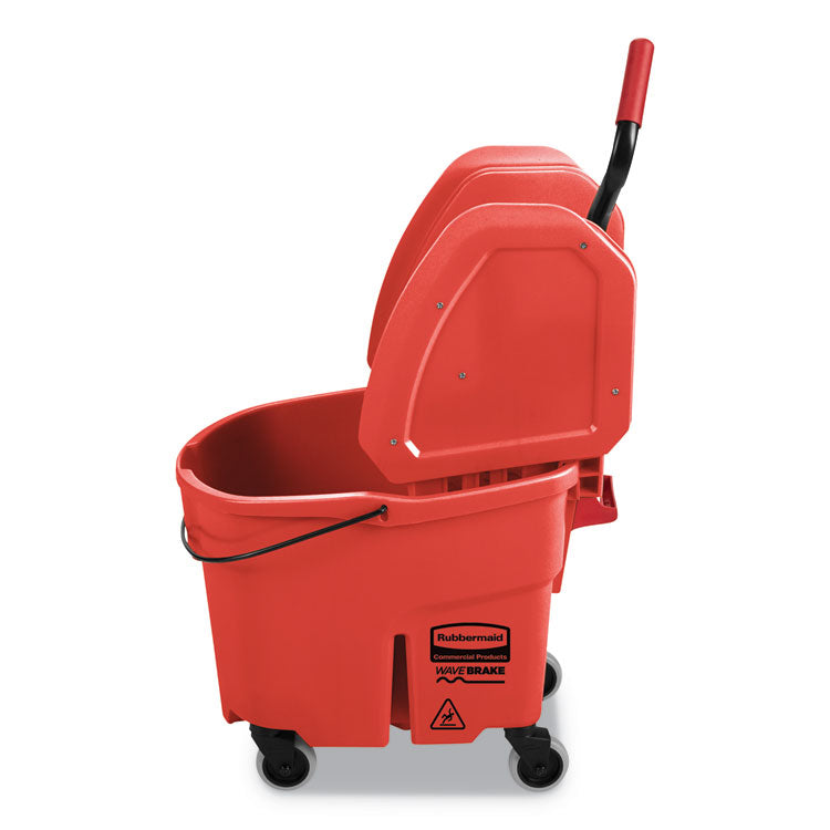 WaveBrake 2.0 Bucket/Wringer Combos, Down-Press, 35 qt, Plastic, Red