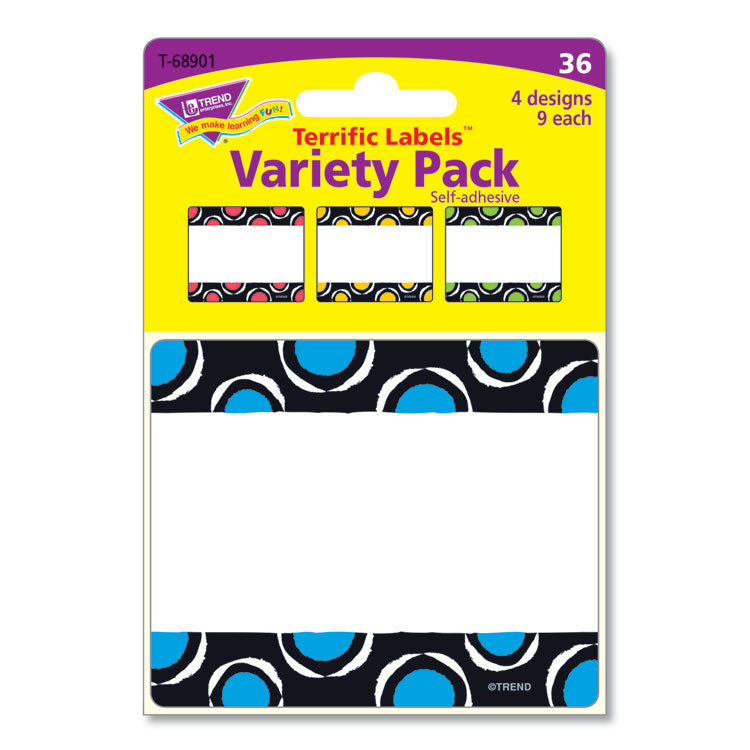 Terrific Labels Name Tags, Dots Design, 3" x 2.5", Assorted Colors, 36/Pack
