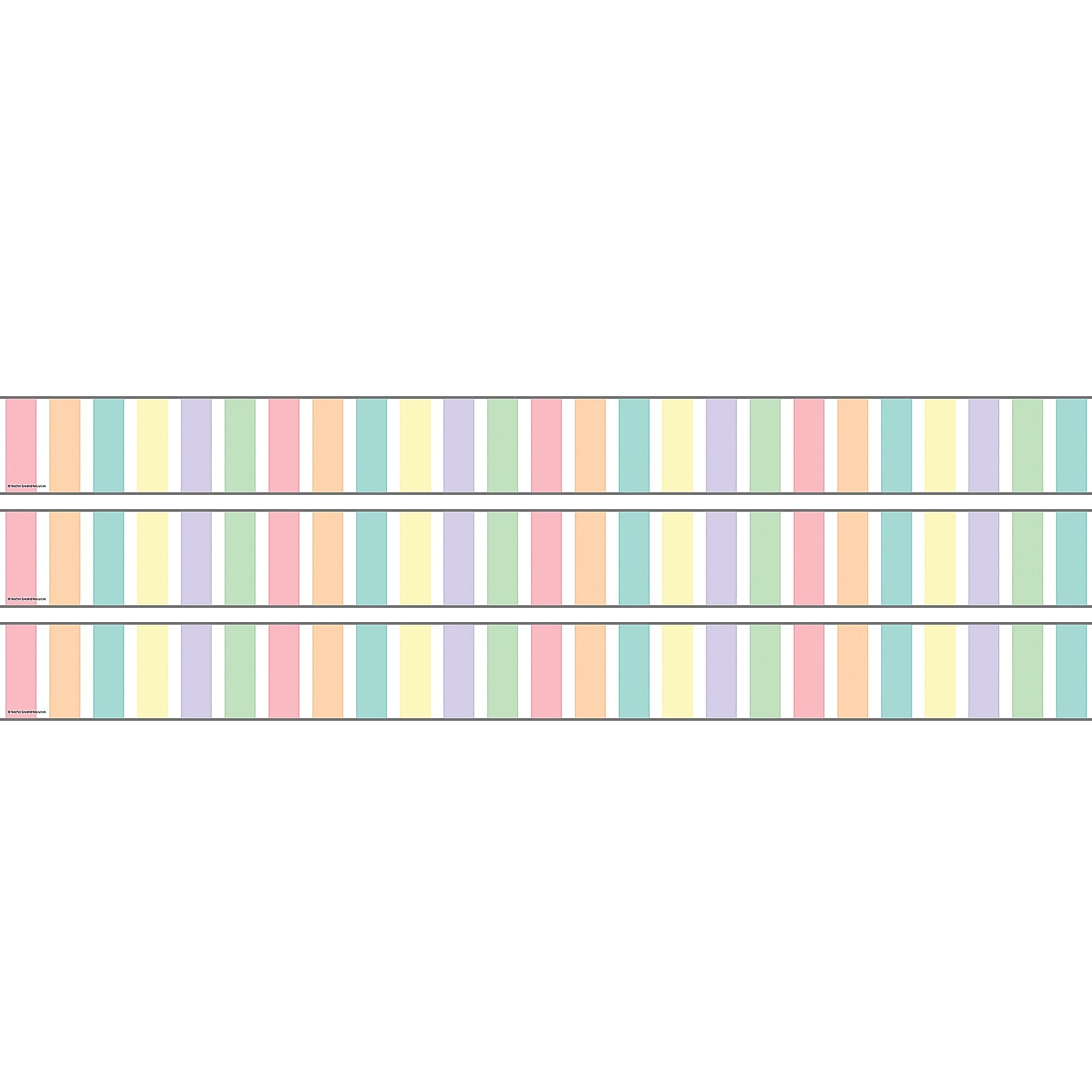 Teacher Created Resources Pastel Pop Stripes Straight Rolled Border Trim, 3" x 50', 3/Bundle (TCR9156-3)