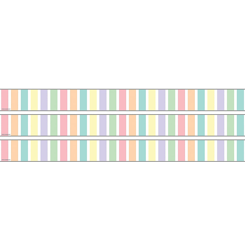 Teacher Created Resources Pastel Pop Stripes Straight Rolled Border Trim, 3" x 50', 3/Bundle (TCR9156-3)