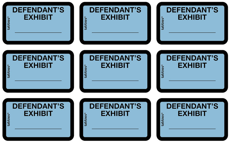 Tabbies Defendant's Exhibit Pre-Printed Labels, 1" x 1-5/8", Blue, 252 Labels/Pack (58093)