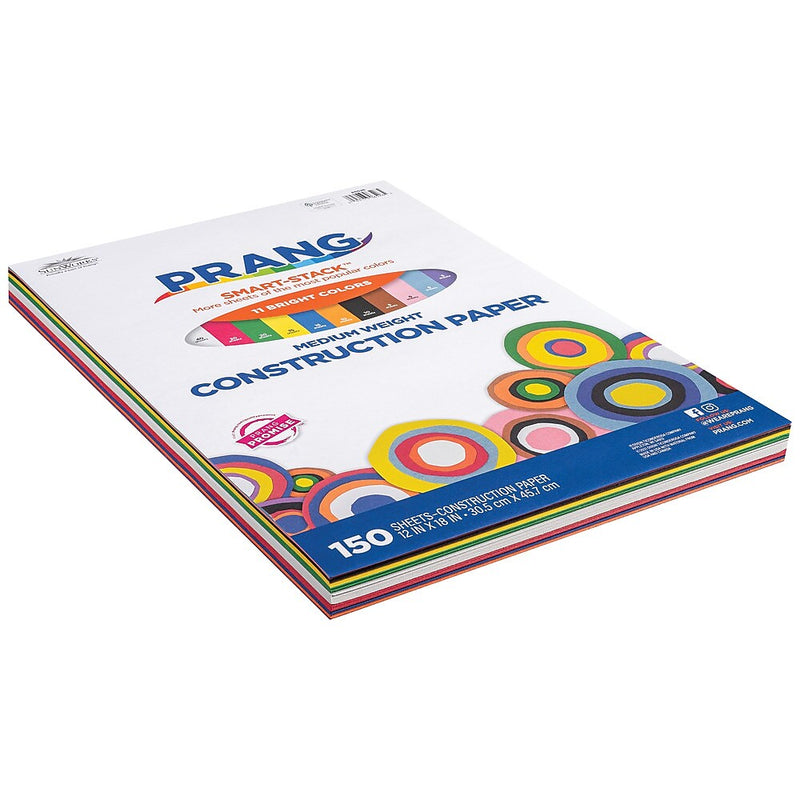 Prang Smart Stack 12" x 18" Construction Paper, Assorted Colors, 150 Sheets/Pack (P6526)