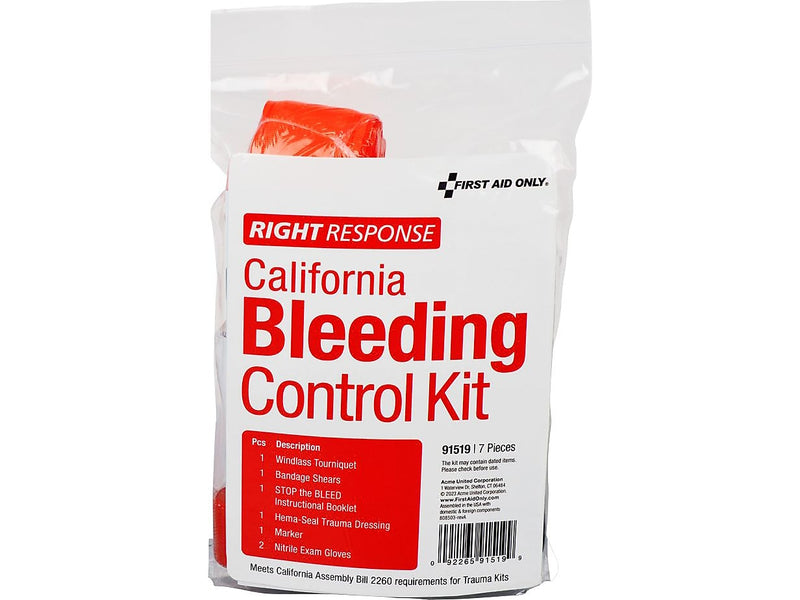 First Aid Only Bleeding Control Kit Multiple Victim Plastic Bag, California AB2260, 7 Pieces (91519)