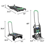 Cosco Shifter Convertible Hand Truck, 300 lb. Capacity, Black/Green (12222PBG1E)