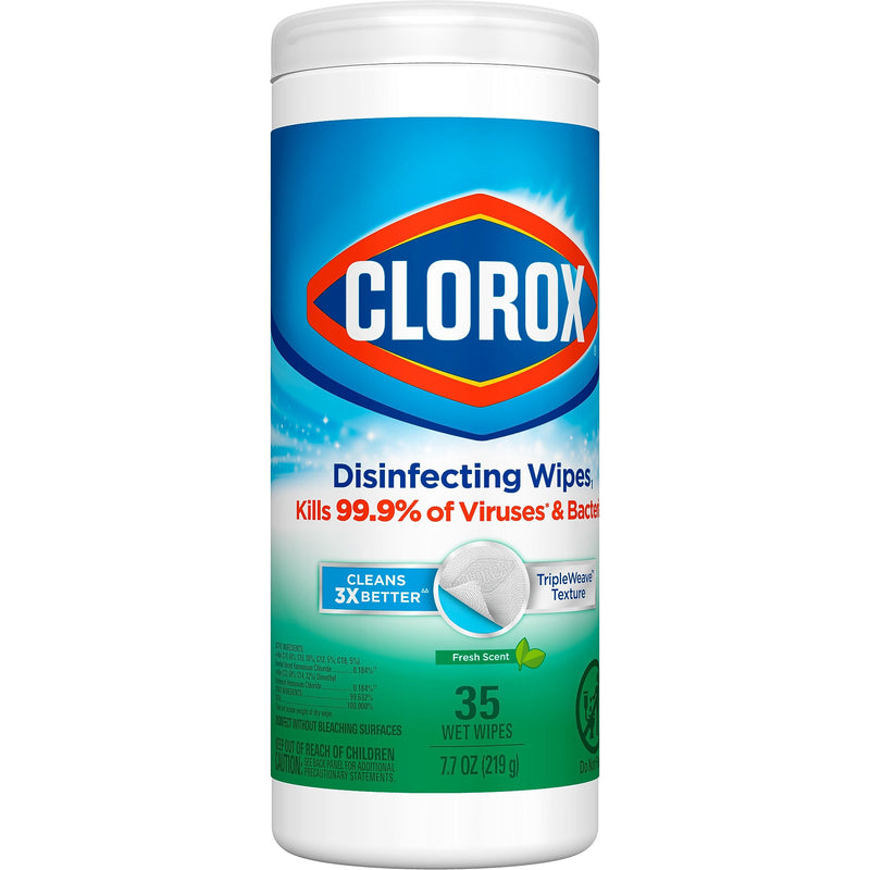 Clorox Disinfecting Wipes, Fresh Scent, 35 Wipes/Container, 12/Carton (01593)